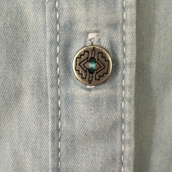 Bit and Bridle blue chambray button front shirt dress. Size XL - Picture 7 of 9